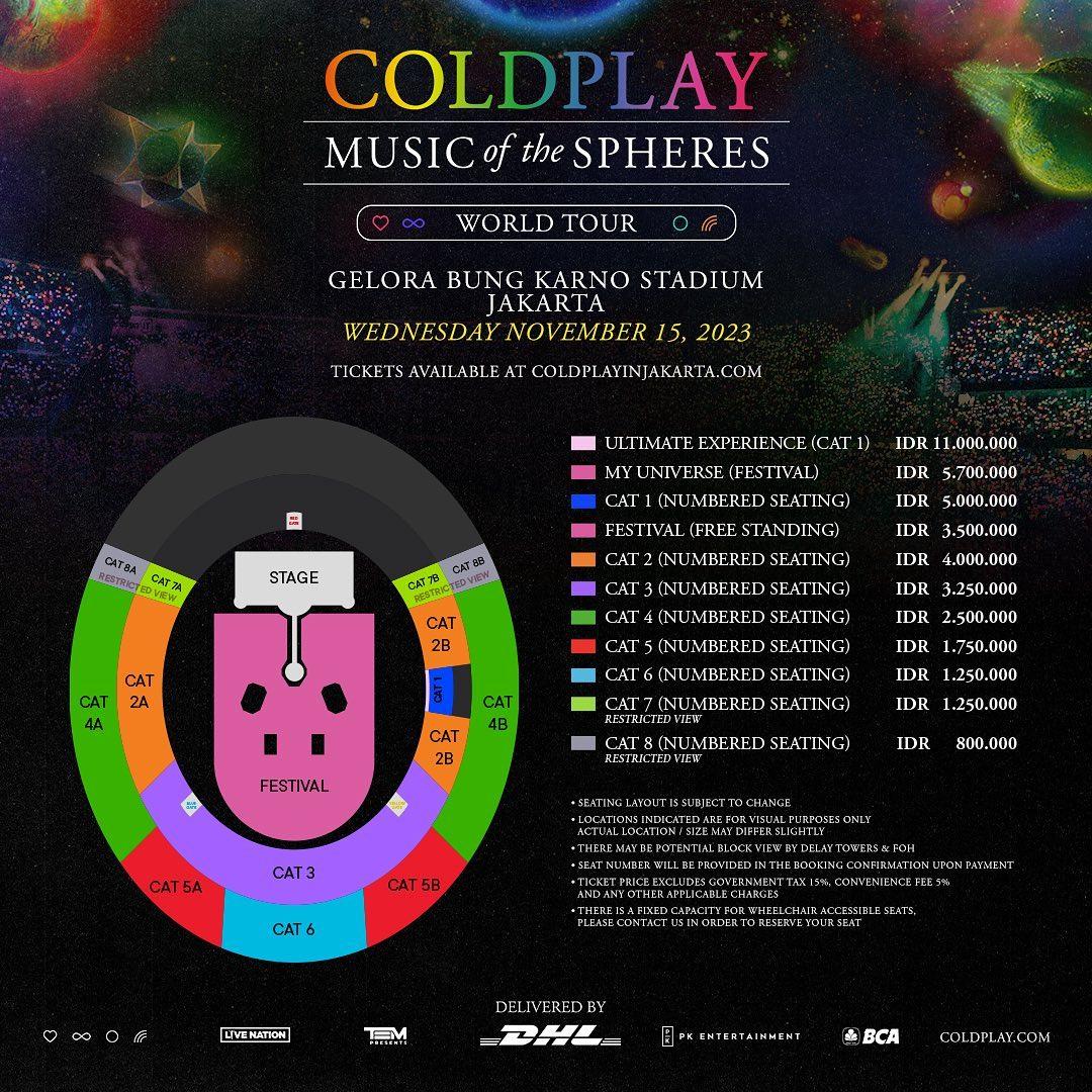 postingan harga resmi tiket konser coldplay di gbk jakarta (ig/pkentertainment)