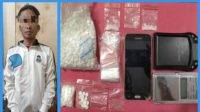 Terduga pengedar Narkoba jenis Sabu dan Pil Dobel L, DS saat ditangkap Polisi (Humas Polres Kediri Kota)