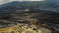 Foto udara kondisi lahan pasca kebakaran di Pos Watu Gede, kawasan Gunung Bromo (suara jatim)