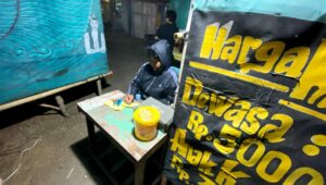 Tiket masuk pertunjukan ketoprak oleh kelompok Mitra Erlangga Jaya (Muchlis Ubaidhillah/Metaranews)