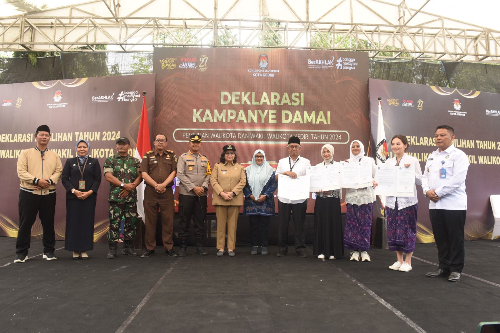 Foto: Deklarasi pemilu damai yang diadakan KPU Kota Kediri (Istimewa)