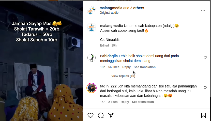 VIral salat tarawih dapat uang tunai di Malang