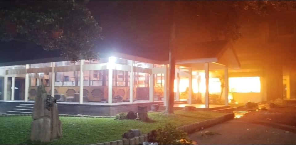 Museum yang ada di belakang Gedung DPRD Kabupaten Kediri (Tangkapan layar video kebakaran di Museum Bhagawanta Bhari)